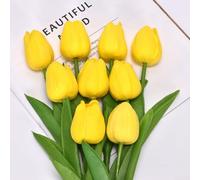 2PCS Artificial Tulip Bouquet for Wedding and Home Decoration, Real Touch Fake Flowers for Elegant Floral Arrangements (Yellow)