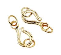 2Pcs Artistic Floral End Clasps, 18K Gold Plated Copper, A