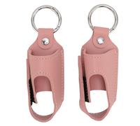 2pcs Asthma Inhaler Holder, Lightweight Portable PU Leather Travel Inhaler Mini Bag, Neoprene Protective Portable Carrying Bag, with Clip On Keychain, for Adults and Kids, Inhaler (Pink)