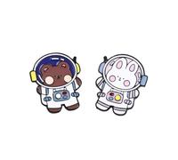 2PCS Astronaut Bear Brooch Cartoon Rabbit Brooches Lapel Couple Badge Enamel Pins Jewelry Gift Bag Ornament