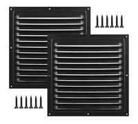2pcs Attic Vents Gable Vents for Shed Shed Vent Kit with Screen Mesh Square Vent Louvered Vent Grille for Storage Shed Garage Ceiling Exterior Door House Attic (Black,10 x 10 Inch)