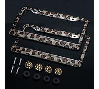2PCS Auto Leopard License Plate Frame,Firwood Handcraft Bling Rhinestone Diamond,Aluminum Chrome Body Including 4xCrystal Cap+4xScrew Fasteners