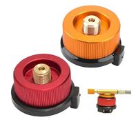 2PCS Auto-Locking Gas Bottle Adaptor - Camping Butane Canister Adapter with Dual Safety Valve for Outdoor Stove Connector (Orange & Magenta)