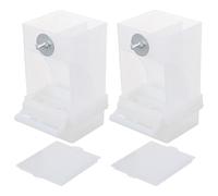2pcs Automatic Bird Feeder Box with Feeding Design for Cockatiel | Acrylic Build, Collects Husks, Open Lid and Bottom Box, Hang outside Cage on Window Deck