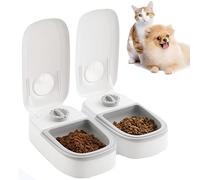 2PCS Automatic Cat Feeder with Timer for Wet & Dry Food - Battery Operated Pet Food Dispenser with Portion Control, 48H Programmable Meal Timer for Cats & Small Dogs, Easy to Use & Clean