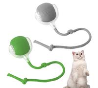 2PCS Automatic Cat Teaser Ball Interactive Cat Toys Rolling Ball Ball for Cats Electric Automatic Cat Toys Automatic Cat Ball Toy Ball With Rope to Relieve Boredom Jumping Ball pet Supplies Grey&Green