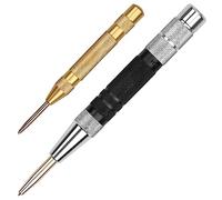 2Pcs Automatic Center Punch, 13cm 15cm Spring Loaded Center Drill Hole Punch, Adjustable Non-slip Positioning Hand Tool, Car Window Puncher Breaker Tool for Metal Wood Glass