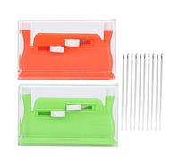 2Pcs Automatic Needle Threader, Double Holes Threader Sewing Threading Tool with Embroidery Needles Needle Case for Hand Stitching Sewing Machine DIY Crafts
