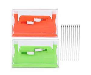 2Pcs Automatic Needle Threader, Double Holes Threader Sewing Threading Tool with Embroidery Needles Needle Case for Hand Stitching Sewing Machine DIY Crafts