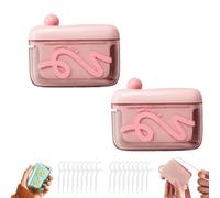 2PCS Automatic Pop-Up Dental Floss Dispenser, Portable Refillable Floss Pick Holder with 10 Flosses Picks, One-Touch Travel Toothpick Case for Home Office Travel Outdoor (A-2PC)