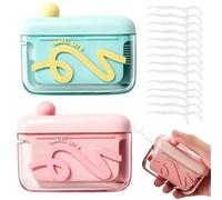 2PCS Automatic Pop-up Portable Floss Dispenser with 50Pcs Dental Floss, Travel Floss Picks, Dental Floss Case, Portable Refillable Dental Floss Picks Dispenser for Travel, Home (A)