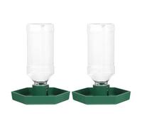 2pcs Automatic Reptile Water Dish for Tortoise, Detachable Corner Bowl | Plastic Build, Fits 3cm Thread Bottles, Green Finish, for Tanks and Vivarium Setups