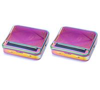 2pcs Automatic Rolling Tin Cigarette Machine Baccy Portable Metal Box for Rolling Tobacco, Smoking Roller and Storage Case (RAINBOW)