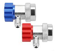2Pcs Automotive Air Conditioner Adapter Couplers R134A, High/Low Side Quick Coupler Car Recharge Hose Adapter Aircon Gas Kit For A/C Manifold Gauge