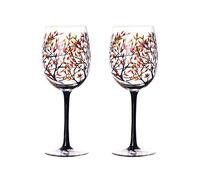 2Pcs Autumn Tree Wine Glass - Fall Colors Hand Painted Leaf