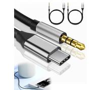 2PCS Aux to USB C, Type C to 3.5mm Aux Audio Jack Cable for Car Stereo Headphone Speakers Cord Cable Compatible with iPhone 16 15 Plus Pro Max Samsung Galaxy S21 Ultra S20 Ultra Note 20 10 Plus Huawei
