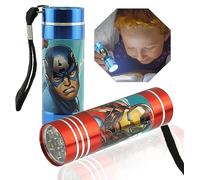 2Pcs Avengers Mini Pocket Torches, Small Torches 8.7cm, Kids LED Flashlight, Christmas Torch with Lanyard for Travel Camping Hiking 3+Y (Red & Blue)
