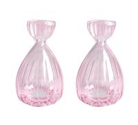 2Pcs Avocado Seed Sprout Starter Vase, Striped Style Avocado Tree Growing Glass Vases, Glass Bulb Vase for Home Table Desk Indoor Decor (2 Pink)