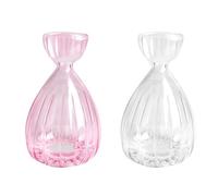 2Pcs Avocado Seed Sprout Starter Vase, Striped Style Avocado Tree Growing Glass Vases, Glass Bulb Vase for Home Table Desk Indoor Decor (Clear + Pink)