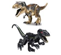 (2PCS-B+H) Jurassic Dinosaur World Series Building Blocks Removable Triceratops Rex Tyrannosaurus Big Figures Blocks