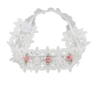 2Pcs Baby Baptism Headband, Baby Christening Headbands Soft Lace Floral Hairbands,Infant Baptism Shower Stretchy Lace Photo Prop Hair Accessories (B)
