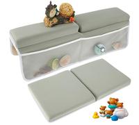 2Pcs Baby Bath Kneeler and Elbow Rest Pad Set Comfortable Foam Bath Kneeling Pad Anti-Skid Bath Tub Elbow Pad with 4 Organizer Pockets Washable Baby Bath Cushion for Toddler Kids