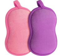2Pcs Baby Bath Sponge Shower Sponge Soft Absorbent Exfoliating Wash Soap Kids Loofah Gentleness Comfort Bathing Tool for Infants Men Women Body All Skin Type (Purple; Pink)