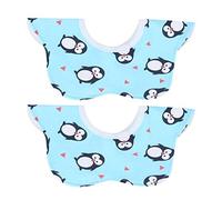 2Pcs Baby Bibs for Eating Waterproof 360 Degrees Rotatable Infant Saliva Towel Petal Shape Pure Cotton Baby Feeding Supplies(10.2×9.4in)(Pinguino)