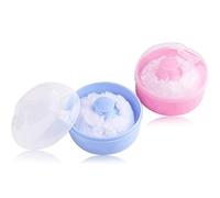 2pcs-Baby Body Cosmetic Powder Puff Kit Sponge Box Case Container(Blue&Pink)