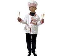 2PCS Baby Chef Outfits, Cute Costume/Chefs Hat Apron for 6-24 Months, Red and White Photo Props Costume, Child Lace-Up Clothes Boy Memory Christmas Boys