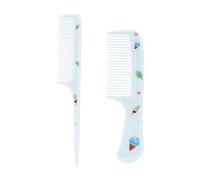 2pcs Baby Comb Set, Blue Cute Ice Cream Fine Tooth & Rat Tail Toddler Comb Plastic Small Baby Hair Parting Brush for Kids All Hair Type