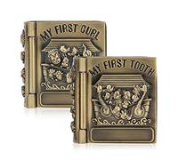 2Pcs Baby First Tooth Keepsake Box for Boys Girls, Vintage Book Trinket Boxes Exquisite Tooth Collection Case Small Jewelry Storage Box Craft Gift Ornament
