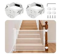 2Pcs Baby Gate Stair Railing Banister Adapter, Fits 1.9-4.72'' Diameter Universal Banisters, Wide Square/Round Railings No-Drilling Mounting Fittings for Retractable Gates, (White)