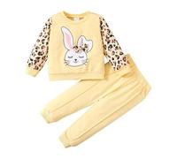 2pcs Baby Girl Kids Clothing Set Baby Girl Clothes Cute Clothing Little Outfits Toddler Girls Home Outfit Sweatshirt Pants Tracksuit Outfits Set Newborn (Yellow, 9 12 Months)