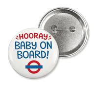 2PCS Baby on Board Badge, Travel Badges, Iconic London Underground TFL Design, Children Pin Button Badge, Perfect for Travel Bag or Tote Bag, Show Off Bold Pregnancy Style
