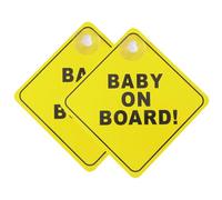 2PCS Baby on Board Sign for Car, Reusable Car Window Safety Sign with Silicone Suction Cups, High Visibility Child Warning Sign for Cars & SUVs