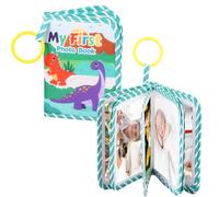 2Pcs Baby Photo Album Soft Book with Hook Mirror,Baby's First Photo Holds 17 4X6in Photos,Cute Dinosaur Pattern Photos,My First Family Album for Newborn Toddler & Kids Present