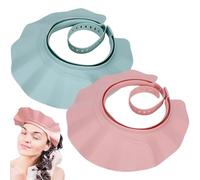 2Pcs Baby Shower Cap, 21-Level Adjustable Toddler Hair Washing Shield with Wide Brim, Non-Slip Shampoo Buddy for Kids, Comfort Bathroom Supplies for Kids, Adults, Elderly Shower Cap
