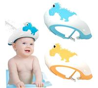 2PCS Baby Shower Cap Adjustable Baby Hair Washing Shield with Wide Brim Waterproof Non Slip Lightweight Cartoon Dinosaur Bath Visor for Toddlers 0-12