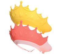 2PCS Baby Shower Cap Adjustable Crown Shape Baby Hair Washing Shampoo Shield Waterproof Lightweight Plastic Bath Visor for Toddlers Kids