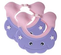 2Pcs Baby Shower Cap, Soft Adjustable Toddler Hair Washing Shield with Wide Brim, Non-Slip Shampoo Buddy for Kids Boys Girls 6M-6Y, Purple, Baby Shower Cap Shield