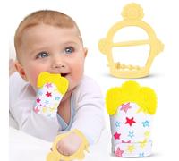 2pcs Baby Teething Set, Teething Mitten for Babies, Chew Toys for Boys and Girls, Baby Teething Toy to Prevent Finger Sucking - Yellow