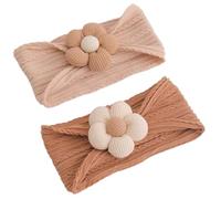 2Pcs Baby Turban Headband, Baby Hair Bands Stretchy Soft Wide Baby Girl Bows Headbands Floral Newborn Baby Headbands for Babies Girls, Toddler Baby Photography Props Accessories