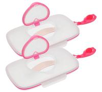 2Pcs Baby Wipes Dispenser 9x5in PP Portable Refillable Travel Wipes Case Keeping Freshness with Strap Reusable Convenient Wipe Holder for On-The-Go Care ..