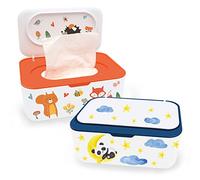 2Pcs Baby Wipes Dispenser, Diaper Wipe Holder with Lid, Refillable Wipes Case Container with Sealing Design, Flushable Wipes Pouch Case Storage Box for Bathroom, Keeps Wipes Fresh Easy Open & Close