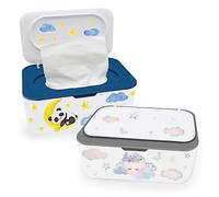 2Pcs Baby Wipes Dispenser, Diaper Wipe Holder with Lid, Refillable Wipes Case Container with Sealing Design, Flushable Wipes Pouch Case Storage Box for Bathroom, Keeps Wipes Fresh Easy Open & Close
