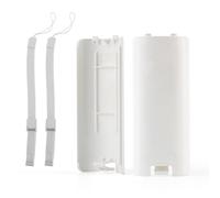 2PCS Back Cover for Nintendo Wii/Wii U Remote Skin Case Cover with Battery Back Cover Case and Wrist Strap(White)
