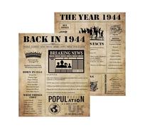 2PCS Back in 1944 Birthday Poster A4 Size Unframed - 81th Birthday Gifts for 81 Years Old Women or Men, Vintage Party Decor Table Decoration or Couple Celebrating Their 81th Wedding Anniversary