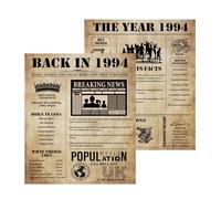 2PCS Back in 1994 Birthday Poster A4 Size Unframed - 31th Birthday Gifts for 31 Years Old Women or Men, Vintage Party Decor Table Decoration or Couple Celebrating Their 31th Wedding Anniversary