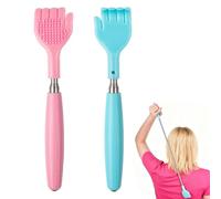 2Pcs Back Scratcher for Kids, Back Scratcher with Telescopic Handle, Back Scratchers for Tickling Massage of Head, Back, Legs, Other Body Parts(Pink, Blue)